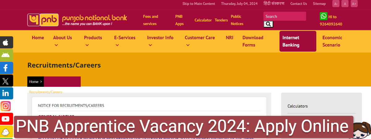 PNB Apprentice Vacancy 2024