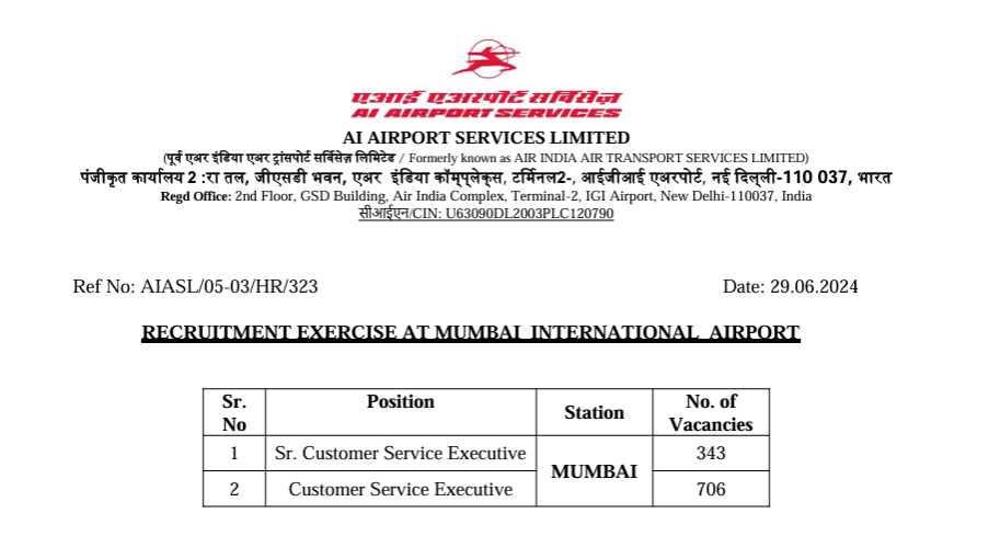 Air Indian Recruitment 2024