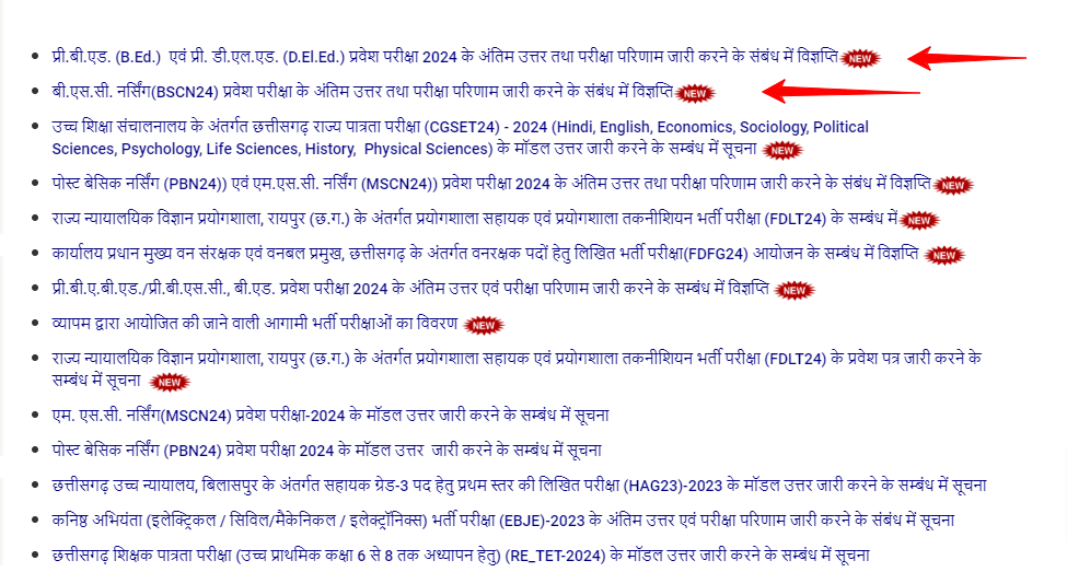 CG BSc Nursing Result