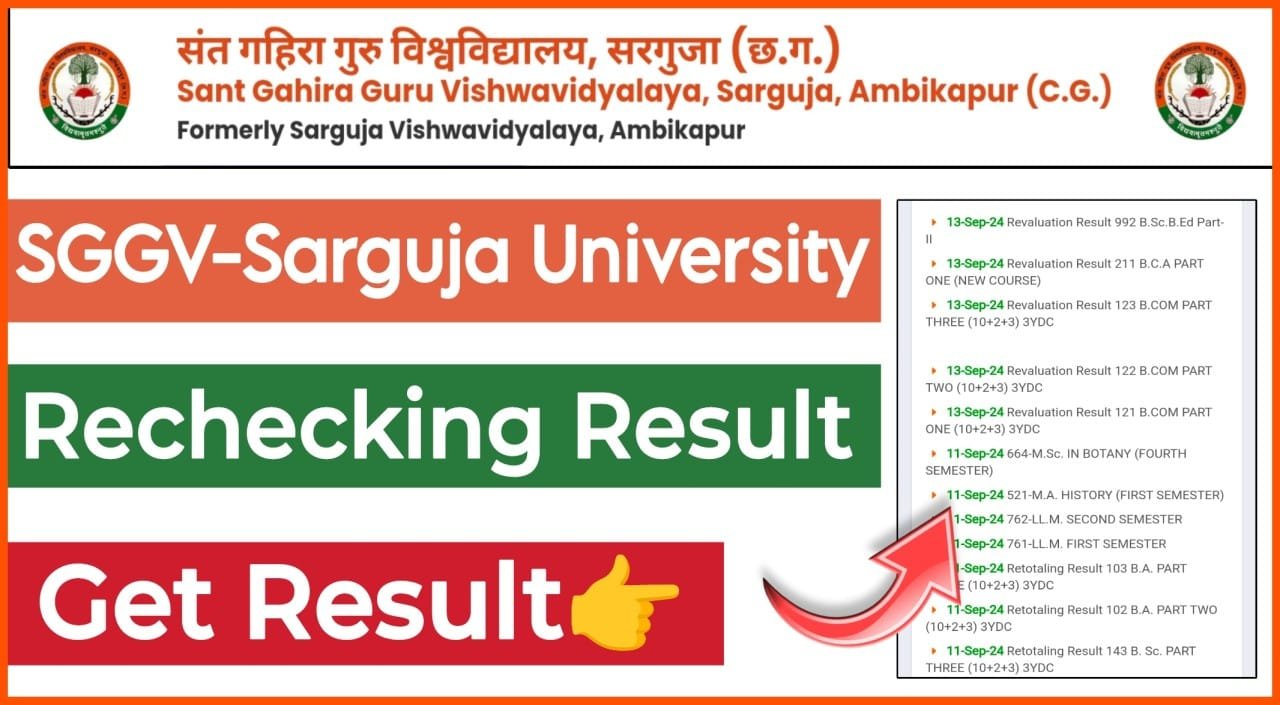 Sarguja University Rechecking Result 2024