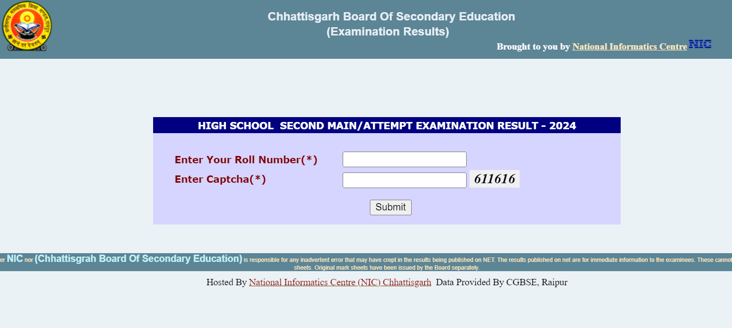 CGBSE 10th Supply Exam Result 2024